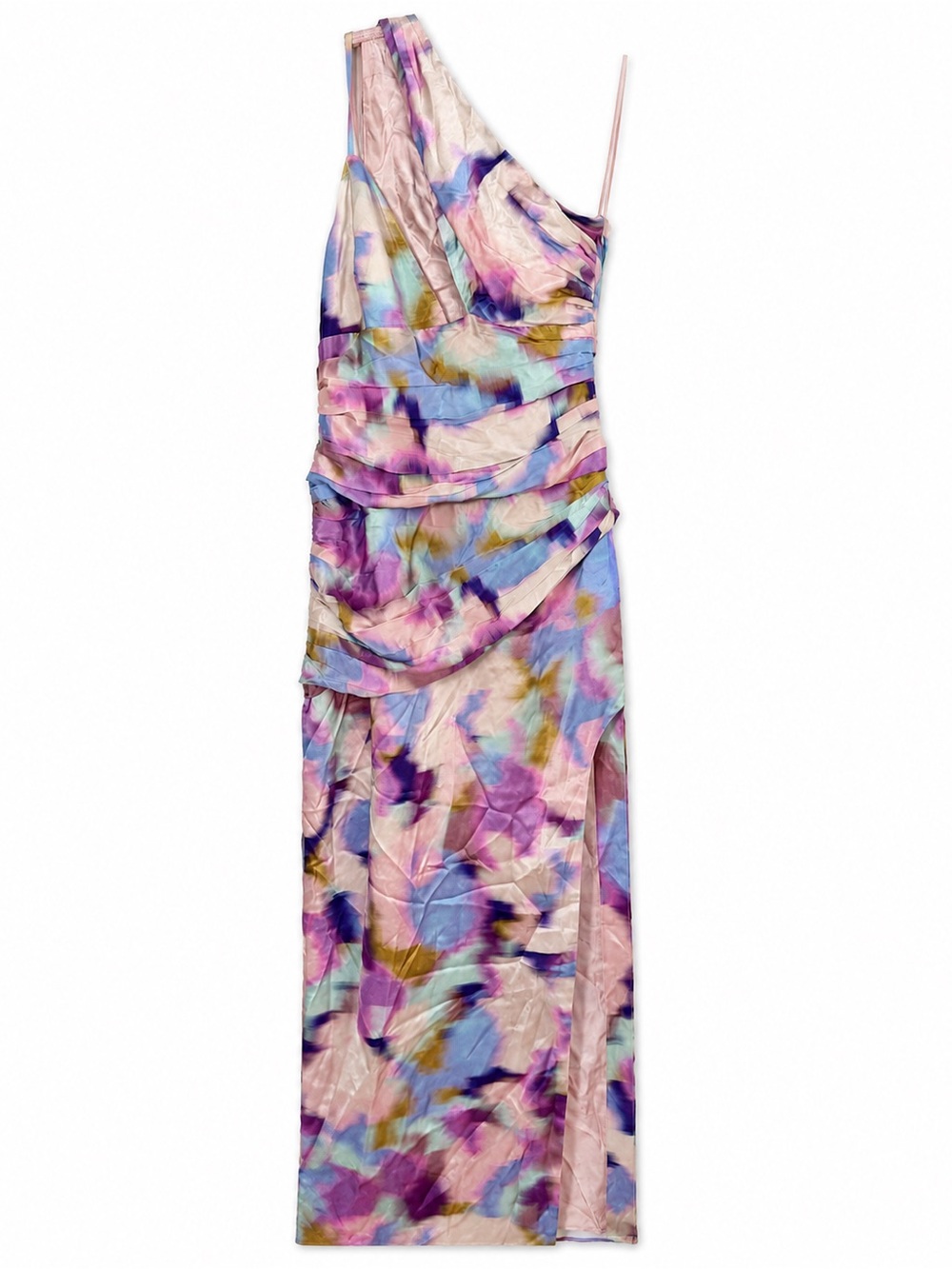 Nicholas One Shoulder Floral Ruched Maxi Dress Multicolor - Size Small